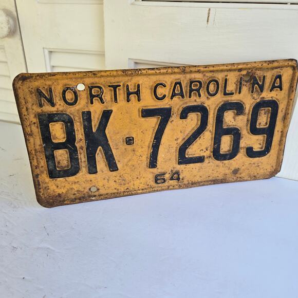 Vintage NC License Plate 1964 North Carolina BK-7269 - Picture 7 of 8